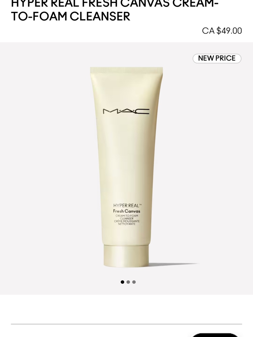 MAC Cosmetics Hyper Real Fresh Canvas Cream-to-Foam Cleanser - Cream